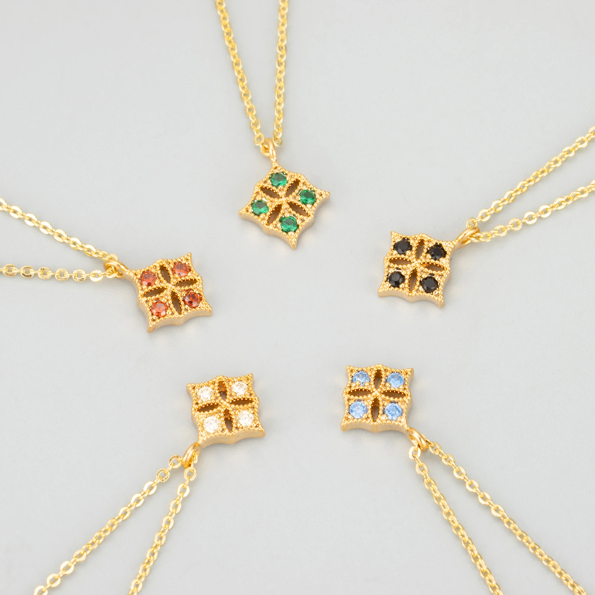 Подвески из меди и фианита с родиевым покрытием 6 шт