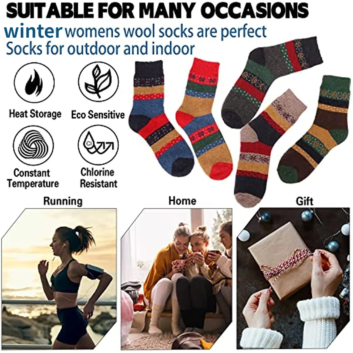 Womens Cotton Wool Hiking Socks Warm Thick Thermal Winter Boot Cozy Crew Cabin Ladies Soft Socks for Cold Weather Chinese Hosier