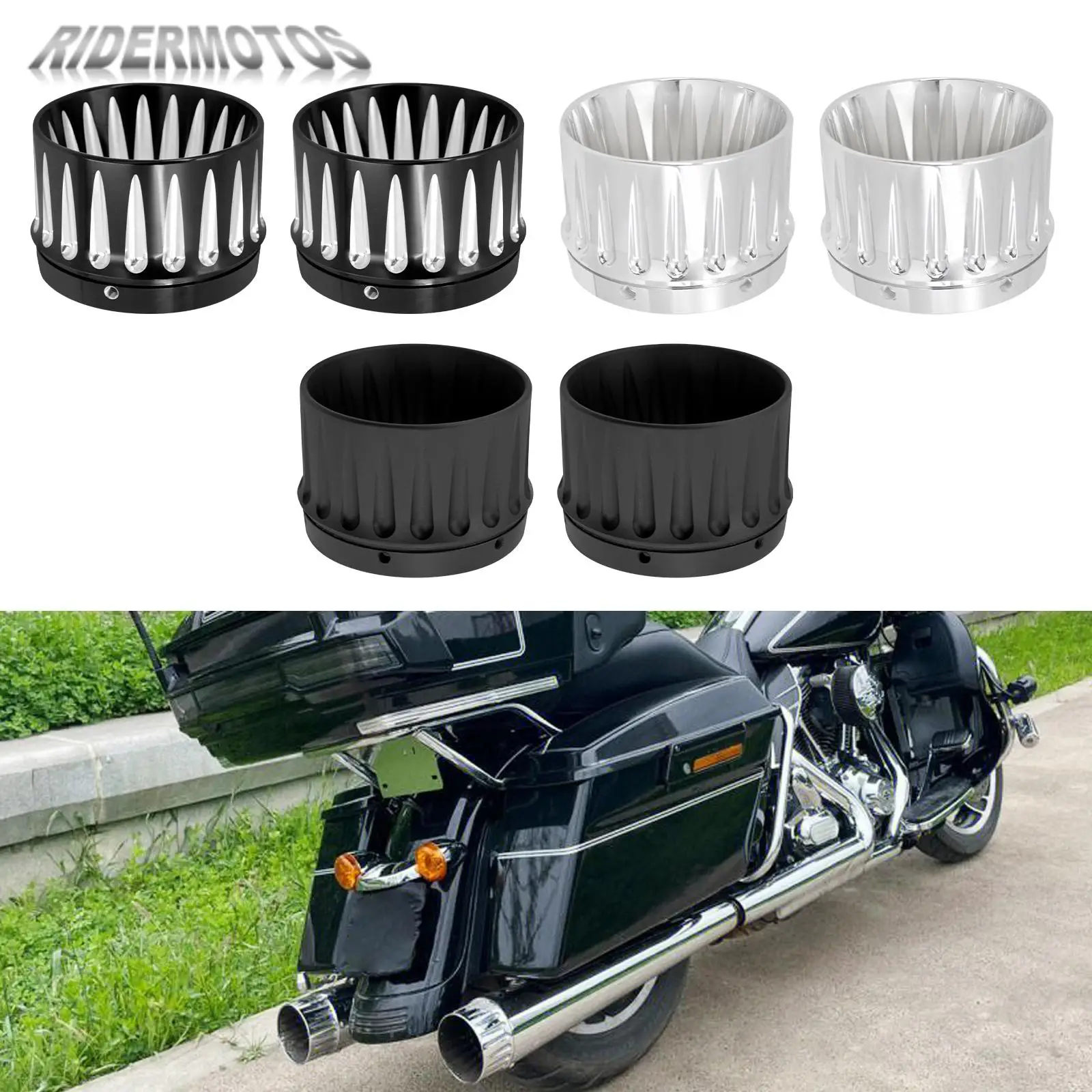 

Motorcycle Exhaust Mufflers Covers Slip Pipes End Caps For Harley Touring Electra Glide Road King Ultra FLHX 4.4'' Pipe Cover