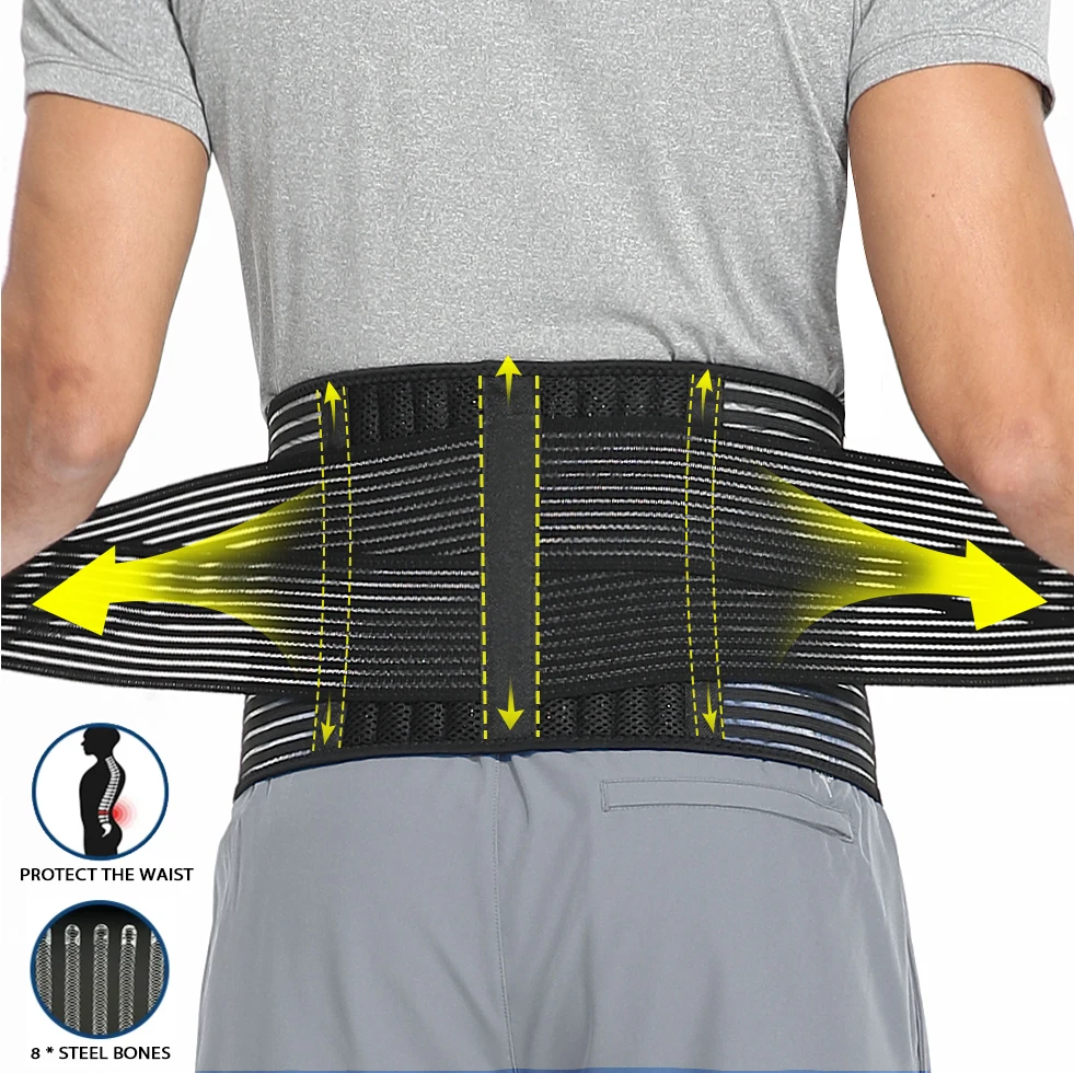Back Braces for Lower Back Pain Relief with 8 Steel Bones Breathable Back Support Belt for Men Women Anti-skid lumbar Shaper