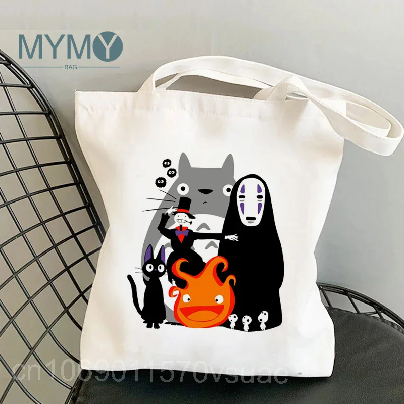 

Ghibli Totoro Woman Shoulder Bag Female Eco Tote Handbag Fashion Casual Anime Shopping Bags Reusable Large Capacity Shopping Bag