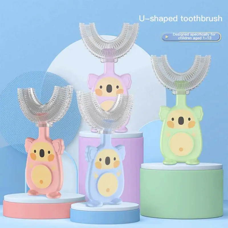 

Kids Toothbrush U-Shape Infant Toothbrush With Handle Silicone Oral Care Cleaning Brush For Toddlers Ages 2-12 Silicone Brush