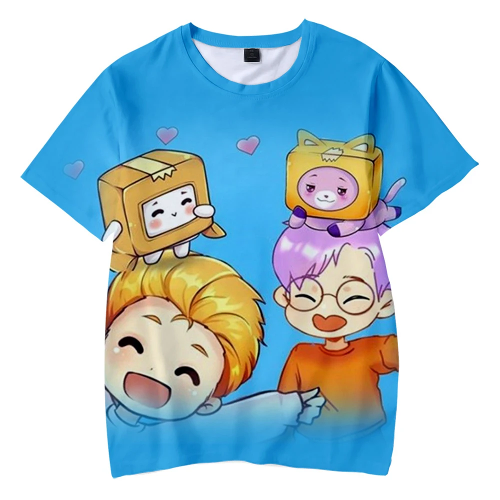 Детские футболки Lankybox с 3D принтом, модная летняя футболка с коротким рукавом, Лидер продаж, детская повседневная Уличная одежда