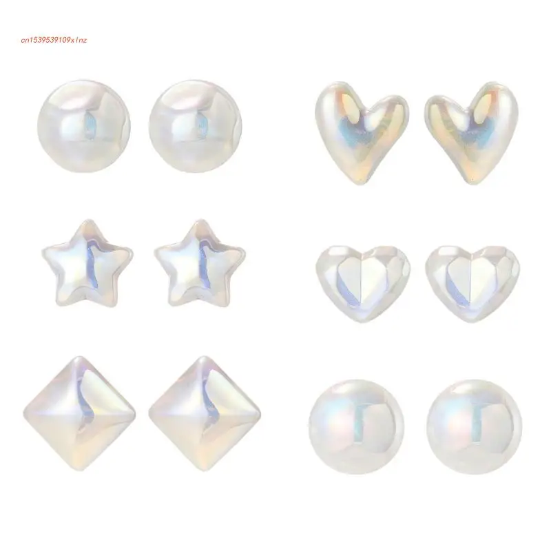 

1 Pair Pearl Earrings Studs Baroque Heart Pearl Earrings Round Ball Pearls Stud