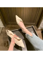 temperament all match simple kink face pointed toe shallow mouth flat commuter single shoes womens four seasons shoes