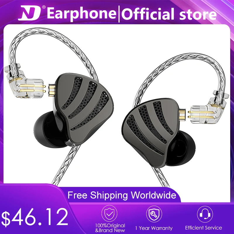 ND NICE наушники-вкладыши 1BA + 1 DD гибридные проводные наушники стерео бас HiFi IEM с