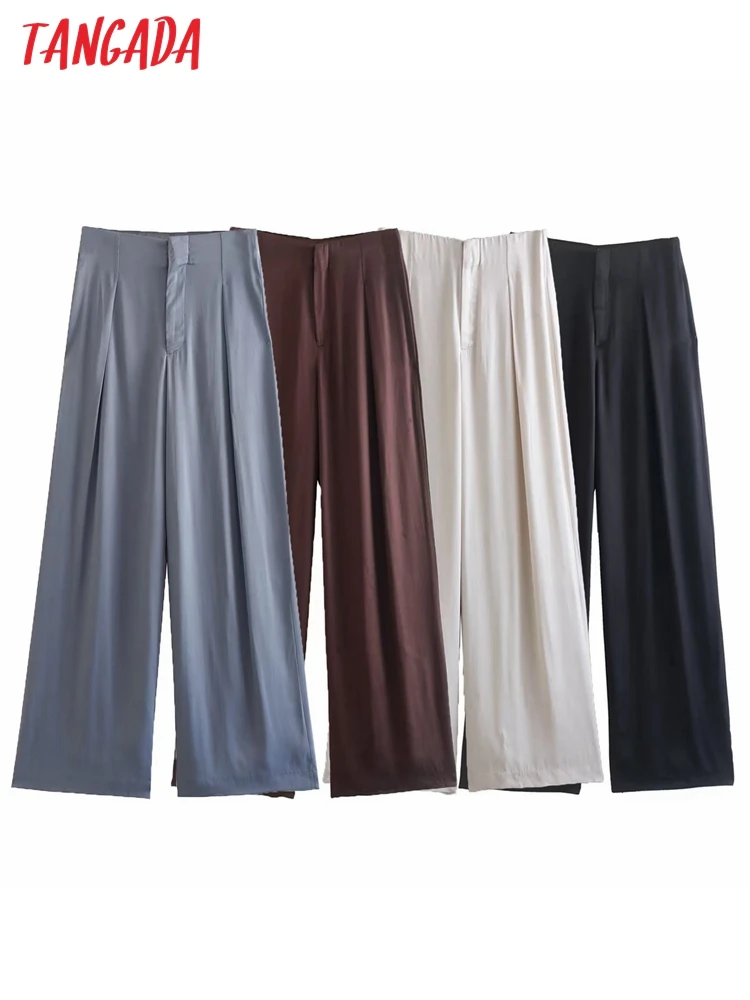 

Брюки Tangada Женские однотонные длинные, винтажные Костюмные штаны на молнии с завышенной талией, 4N21, 2022