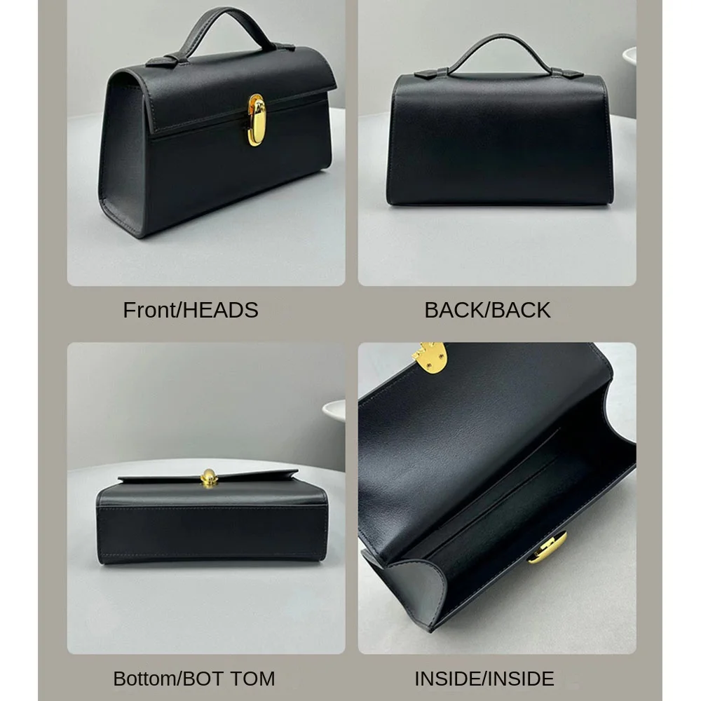 Square Women's Handbags Luxury Design Hand Bag Ladies Cowhide Fashion No Shoulder Strap Soft Suede Real Leather Rotary Latch