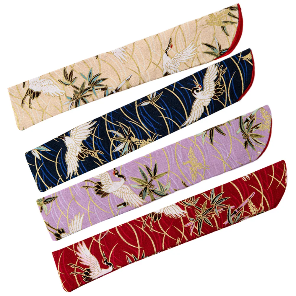 

4 Pcs Folding Fans Fan Bag Paper Storage Sector Protective Pouch Brocade Folding Handheld Sleeve