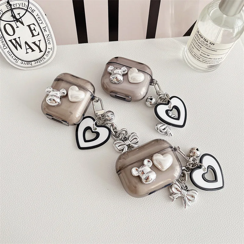 

Transparent Black Heart Bear 2021 AirPods 3 Case Apple AirPods 2 Case Cover AirPods Pro Case IPhone Earbuds Accessories Air Pods