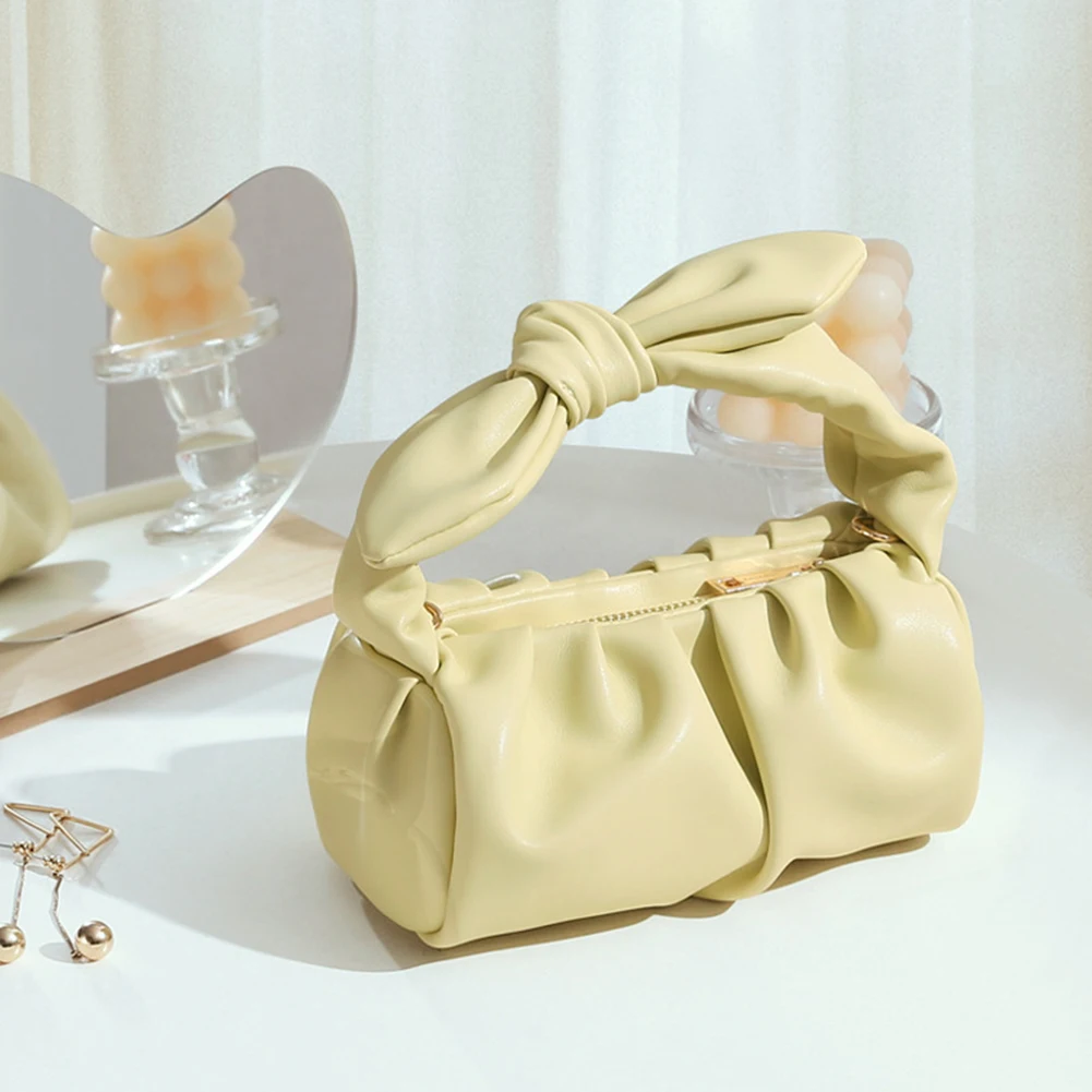 

Cloud Pleated Shoulder Bag PU Leather Female Small Top-handle Crossbody Handbag for Ladies Outdoor Shopping