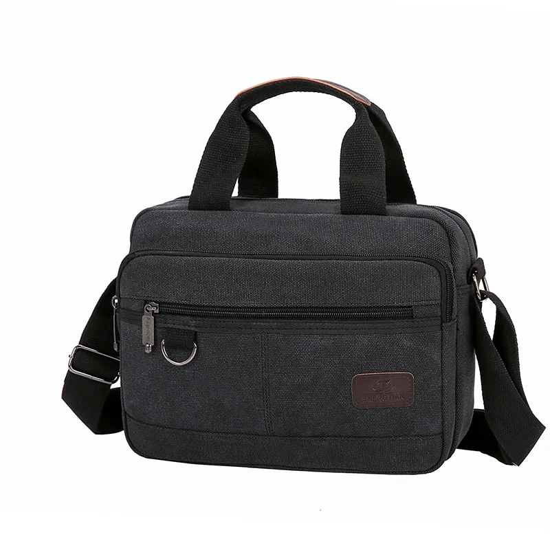 Men Canvas Briefcases Retro Business Office Shoulder Bags Work Crossbody Bag For Men's Large Capacity Laptop Handbage XA510F
