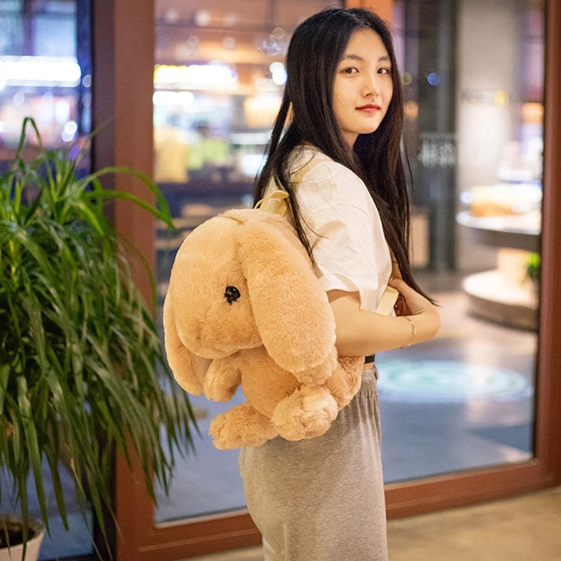 

Cute Rabbit Women Girls Cute Long Ears Bunny Soft Plush Doll Cross-Body Messenger Bag Children Adorable Rabbit Backpack Gifts