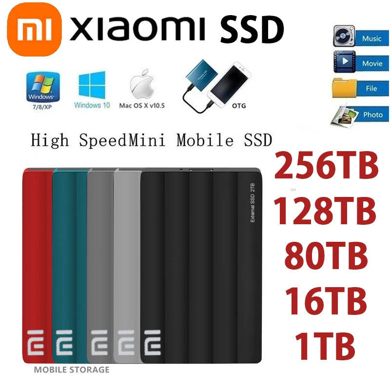 

Xiaomi Portable High-speed Mobile Solid State Drive 256TB USB3.1 SSD Mobile Hard Drives External Storage Decives for Laptop