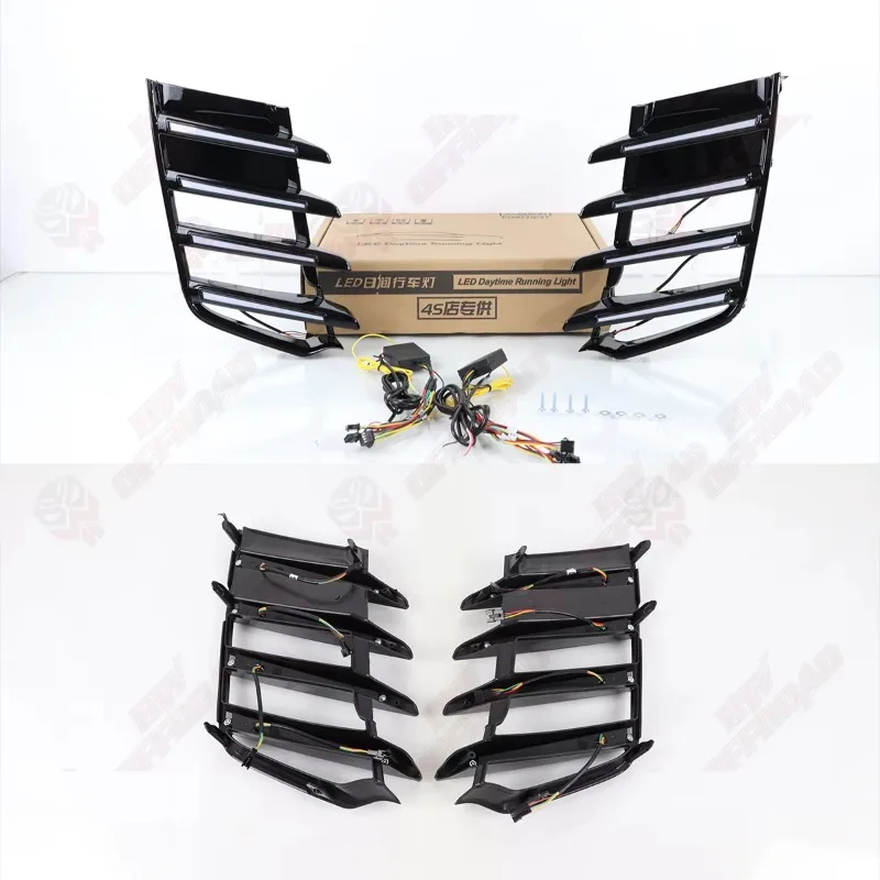 Фото Светодиодные дневные ходовые огни (ДХО) для Toyota Land Cruiser LC200 FJ200 2022-2023 с функцией анимации при запуске, указатели поворота, противотуманные фары №4