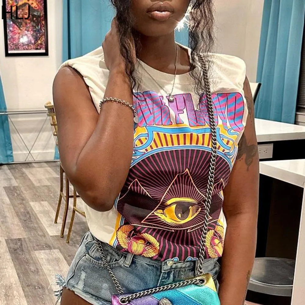 HLJ Мода Y2K Тенденция Уличная одежда Женские узорные футболки с круглым вырезом и