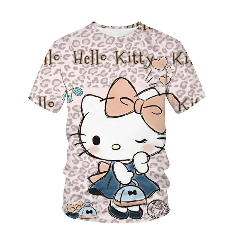 

Kawaii Sanrio, Hello Kitty аниме короткий рукав летний новый милый мультяшный Кот Топ