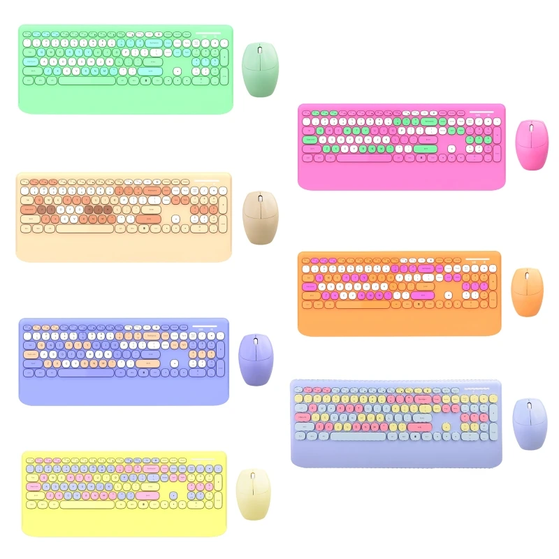 

Q1JF Wireless Keyboard and Mouse Combo Ergonomic Full-Sized 106 Keys Round Keycaps Keyboard 2.4GHz Dropout-Free Connection