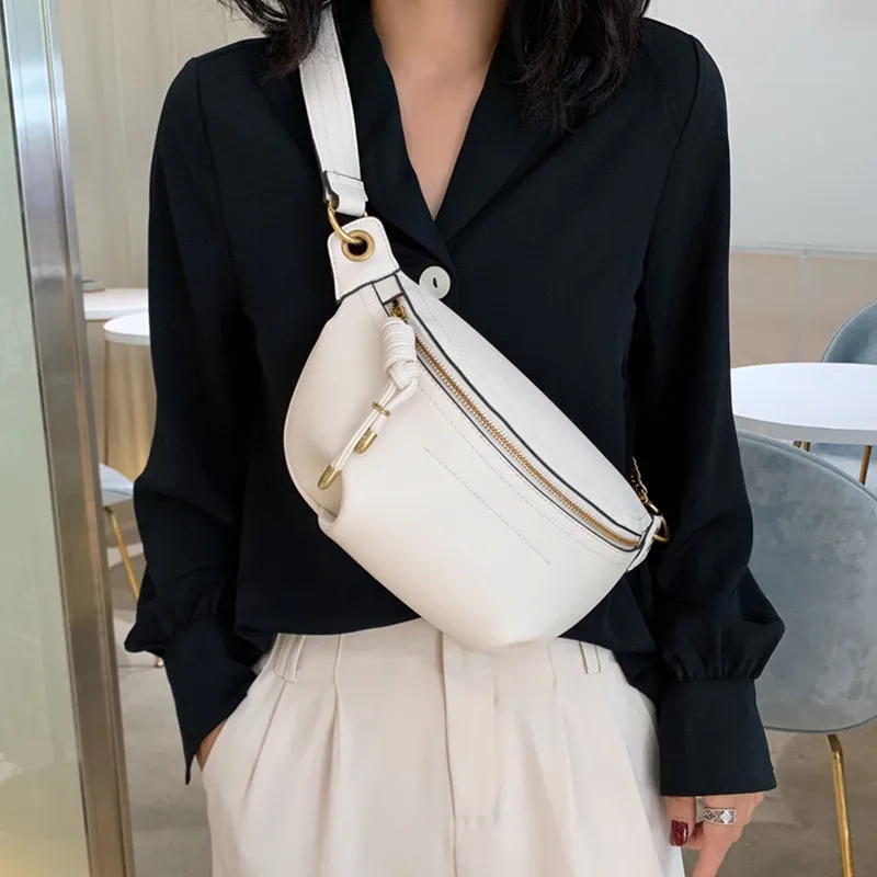 

Buminsa Chain Chest Sling Bags For Women New 2022 Trend Luxury Designer Waist Fanny Pack Crossbody Ladies Handbags Beige Black