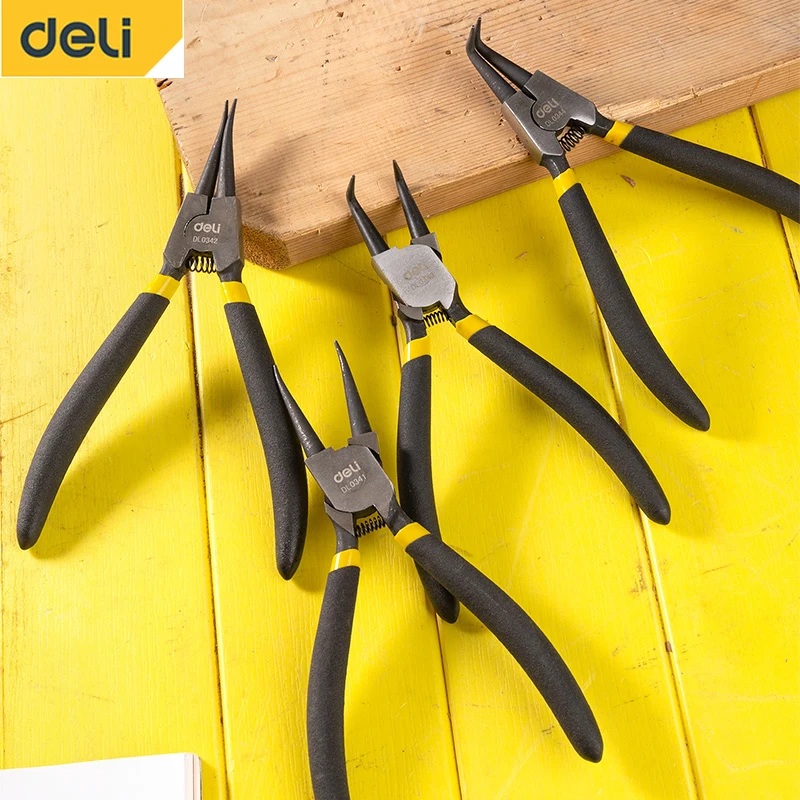 

Deli Portable 7" Internal External Pliers Retaining Clips Multifunctional Snap Ring Circlip Pliers For Hand Tool