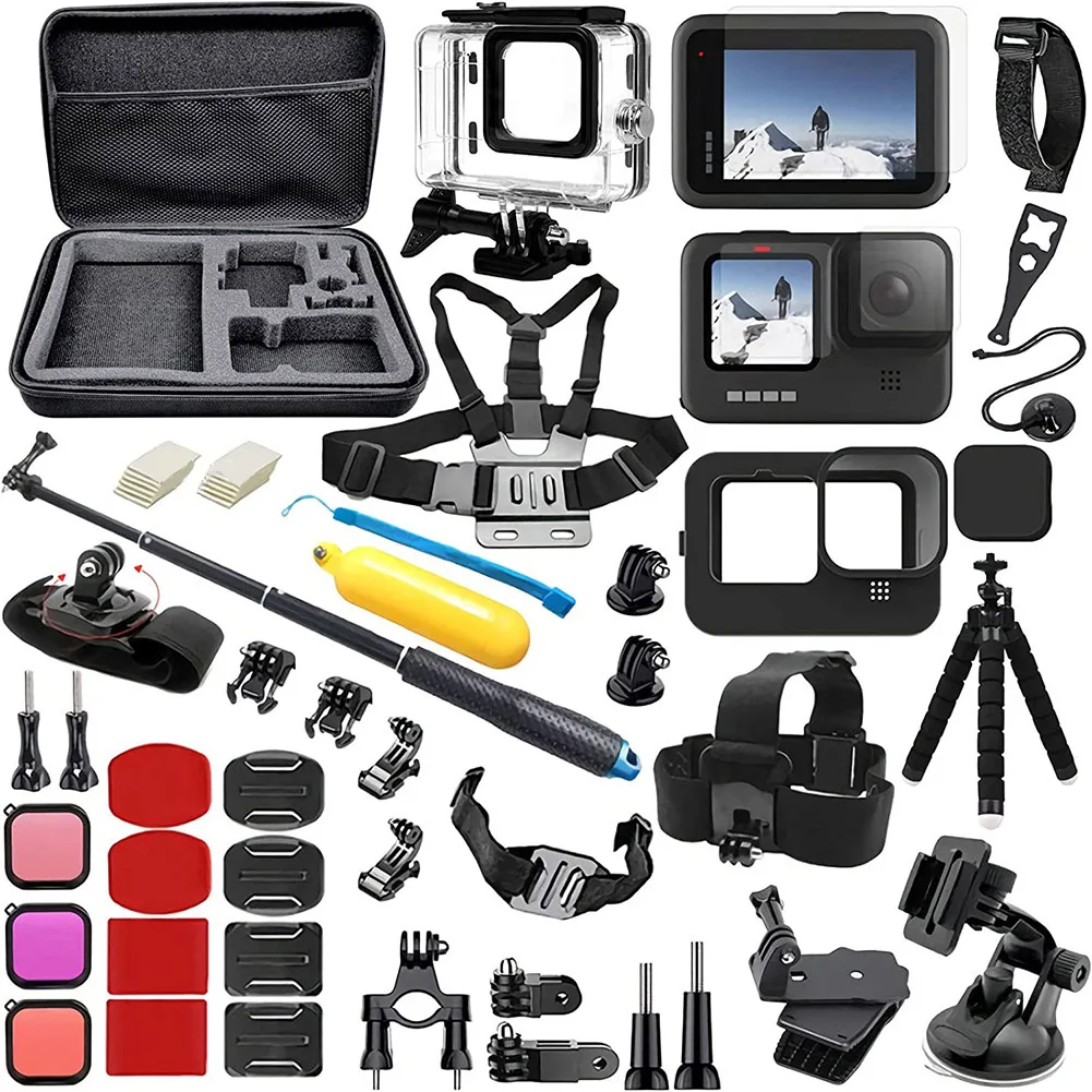 

Для GoPro набор аксессуаров для Go Pro Hero 11 10 9 8 7 6 5 4 Black Max для DJI Osmo Action для SJCAM Osmo AKASO APEMAN SONY