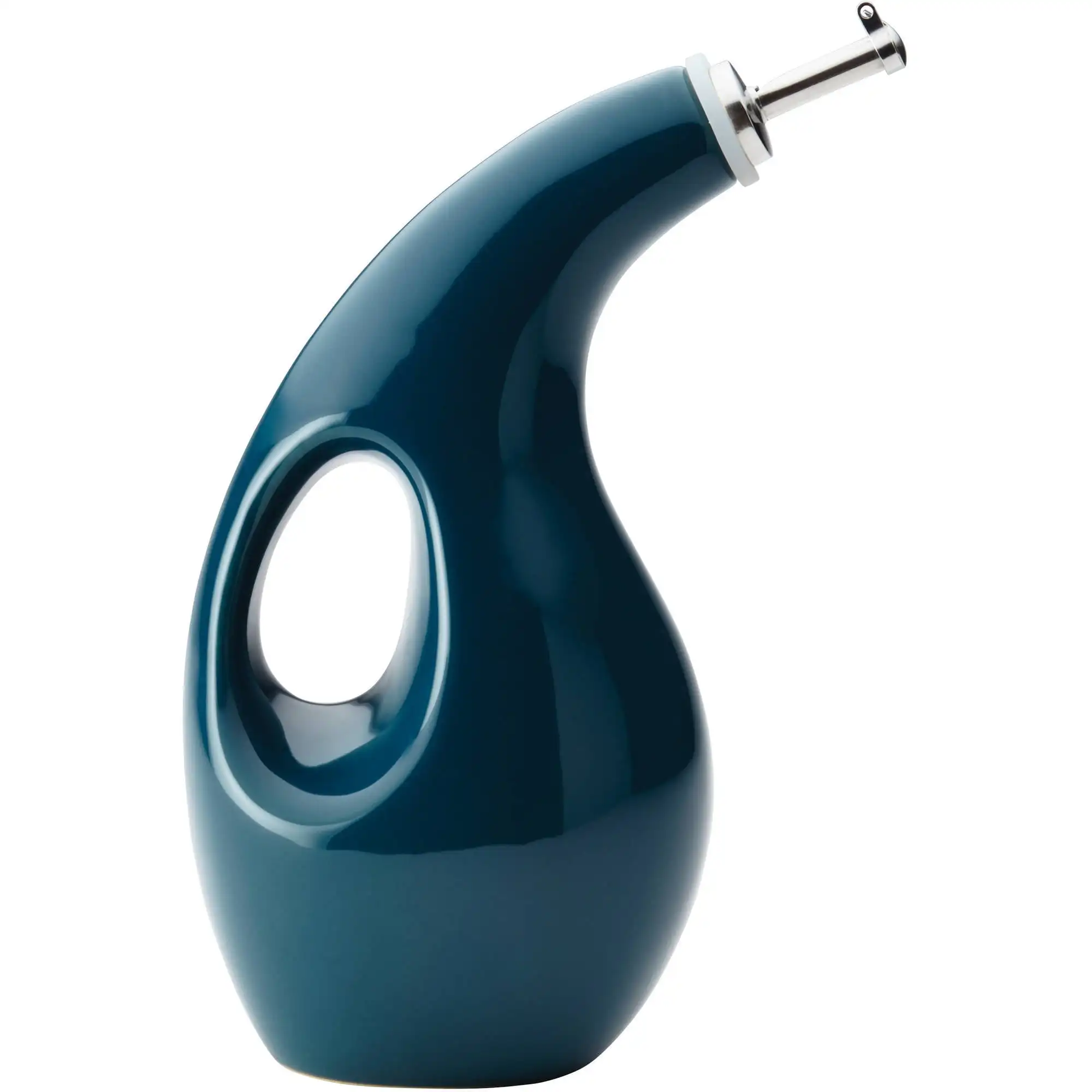 

24-Ounce Stoneware EVOO Olive Oil Bottle Dispenser with Spout, Marine Blue
