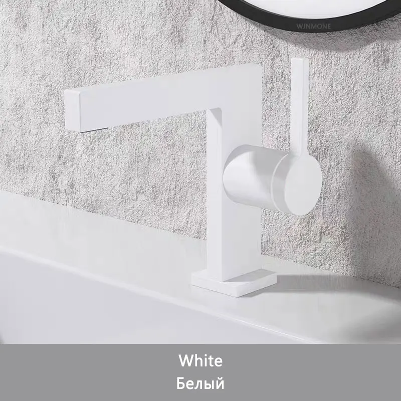 Смеситель для раковины WJNMONE латунный черный керамический палубный