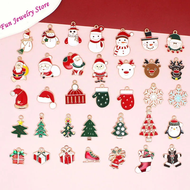 

2Pcs New Colorful Christmas Series Enamel Charms Pendant Xmas Gifts DIY Handmade Jewelry Making Jewelry Accessorie Christmas