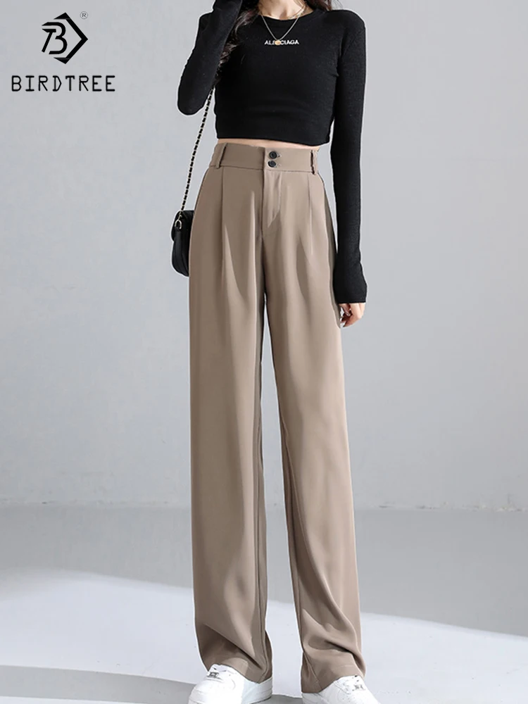 

Khaki Wide Leg Pants Women's Fall Autumn New Loose Drape Casual Mopping Pants High Waist Straight Suit Pants B35213C