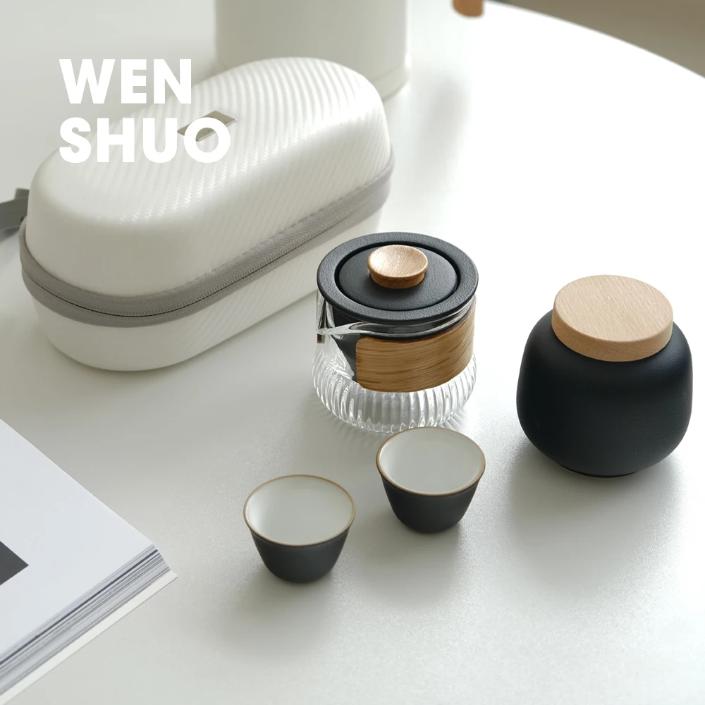 

Стеклянный чайный набор для путешествий с инфузером для рассыпного листового чая китайские портативные чайные наборы кунг-фу небольшого р...