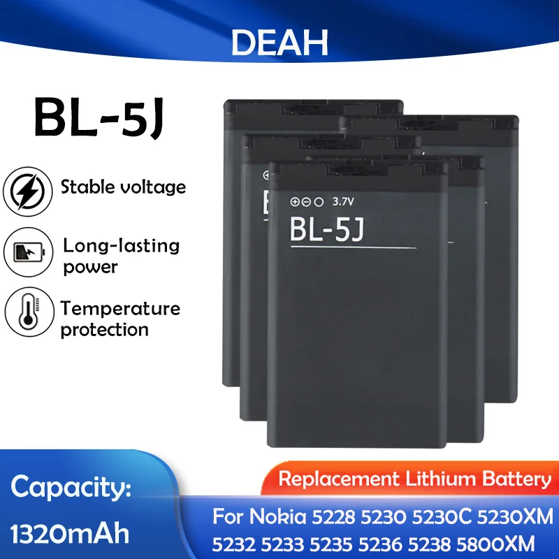 BL-5J BL5J BL 5J 3 7 V 1320mAh запасная батарея телефона для Nokia Lumia 520 525 530 Xpress Music C3-00 N900 5900 3020 5230