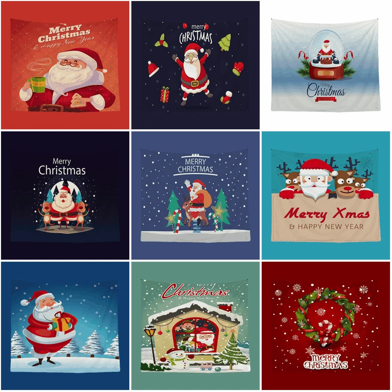 

Home Decoration Christmas Tree Animation Santa Claus Christmas Polyester Polyester Tapestry is suitable for bedroom living room