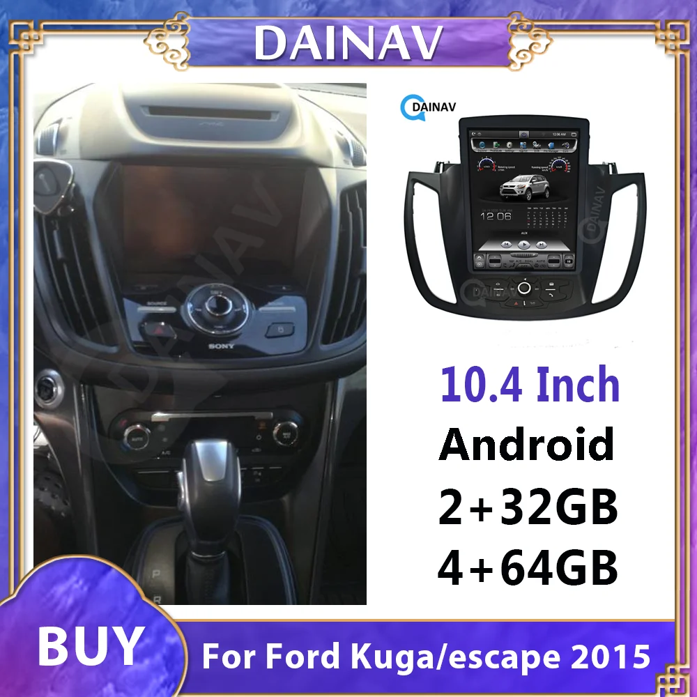 

Автомагнитола на Android с GPS-навигацией для ford kuga escape 2015, Автомобильный мультимедийный DVD-плеер в стиле Тесла, вертикальный экран