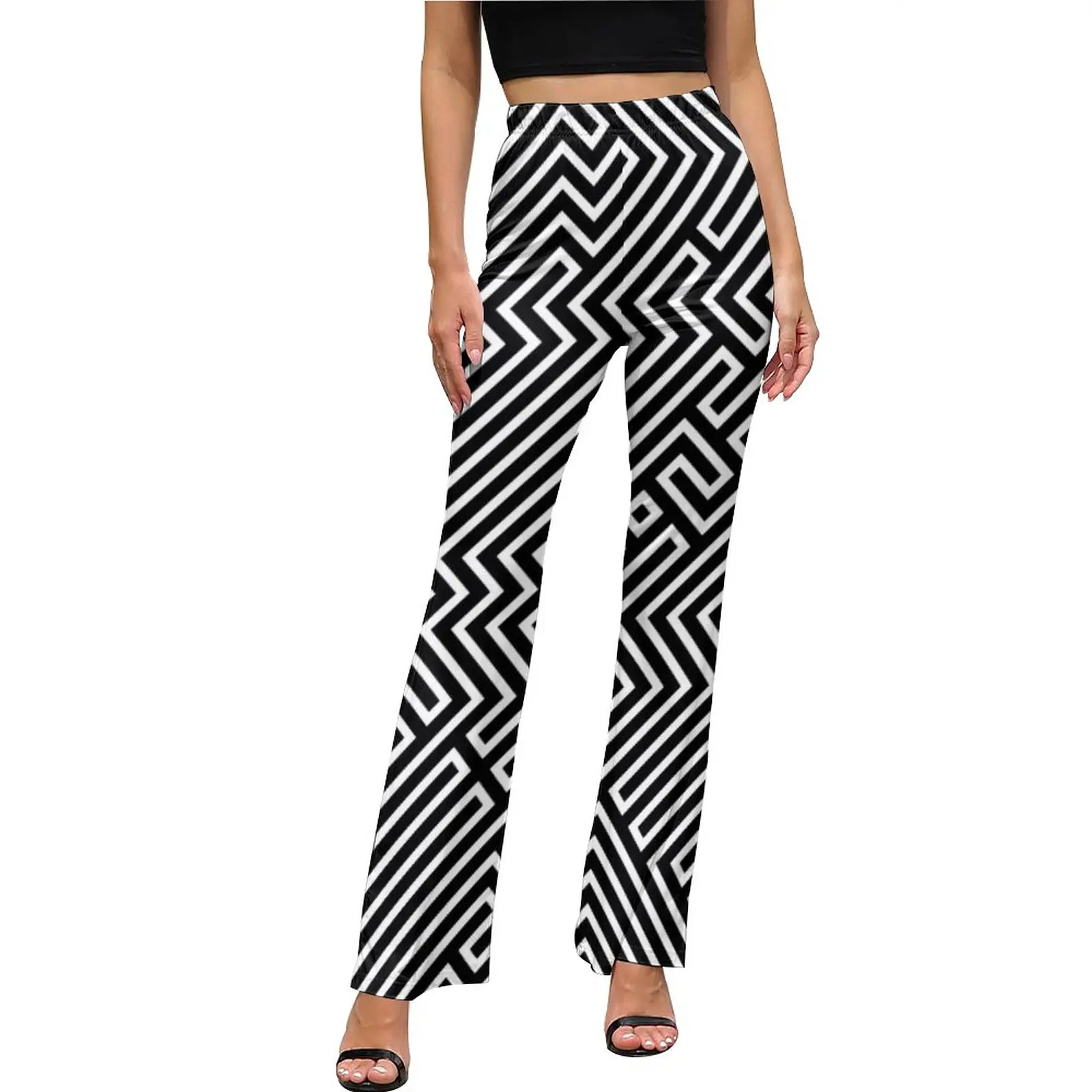 

Abstract Geometry Pants Zebra Animal Print High Waist Casual Flare Trousers Summer Design Street Fashion Pants Birthday Present