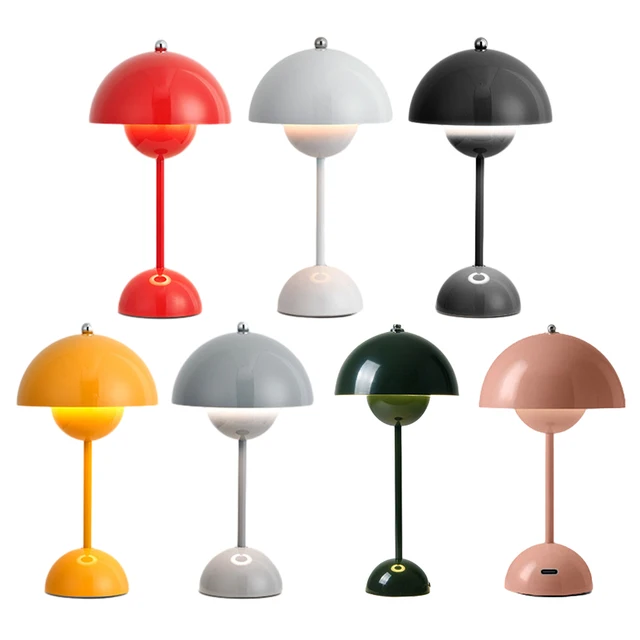Mushroom Flower Bud LED Table Lamps Rechargeable Desk Lamp Touch Night Light For Bedroom Restaurant Cafe Modern Decoration Gifts 2
