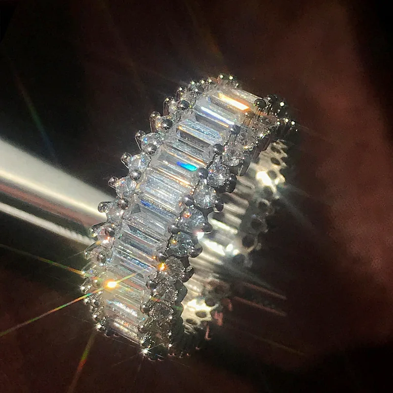 

New European and American Zircon Rings Exaggerated Luxury Plated Real Gold Full Circle of High-quality Rings Fashion Jewelry