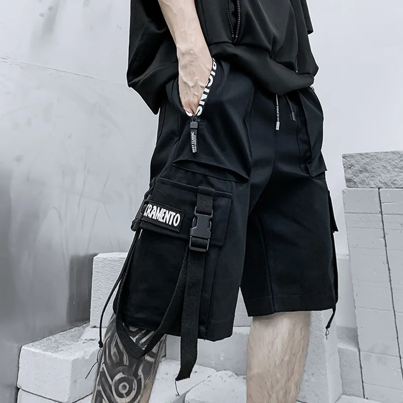 2023 Summer Men's Harajuku Street Apparel Casual Men's Strap Shorts Fashion Japanese and Korean Hip Hop Y2K Punk Men's Clothing