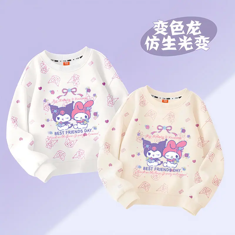 2024 Новая толстовка Sanrio Kawaii Kuromi с капюшоном Girl Heart Sweet Cute Cartoon My Melody Футболка