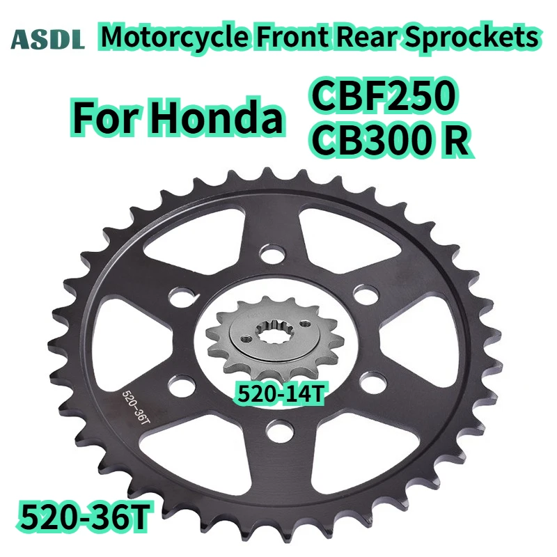 Фото Комплект цепи и звездочек 520 (36T/14T) для мотоциклов Honda CBF250, CBF250R, CBF 250 N/NA, CB300R, CB300R/RA 2019-2025 №1
