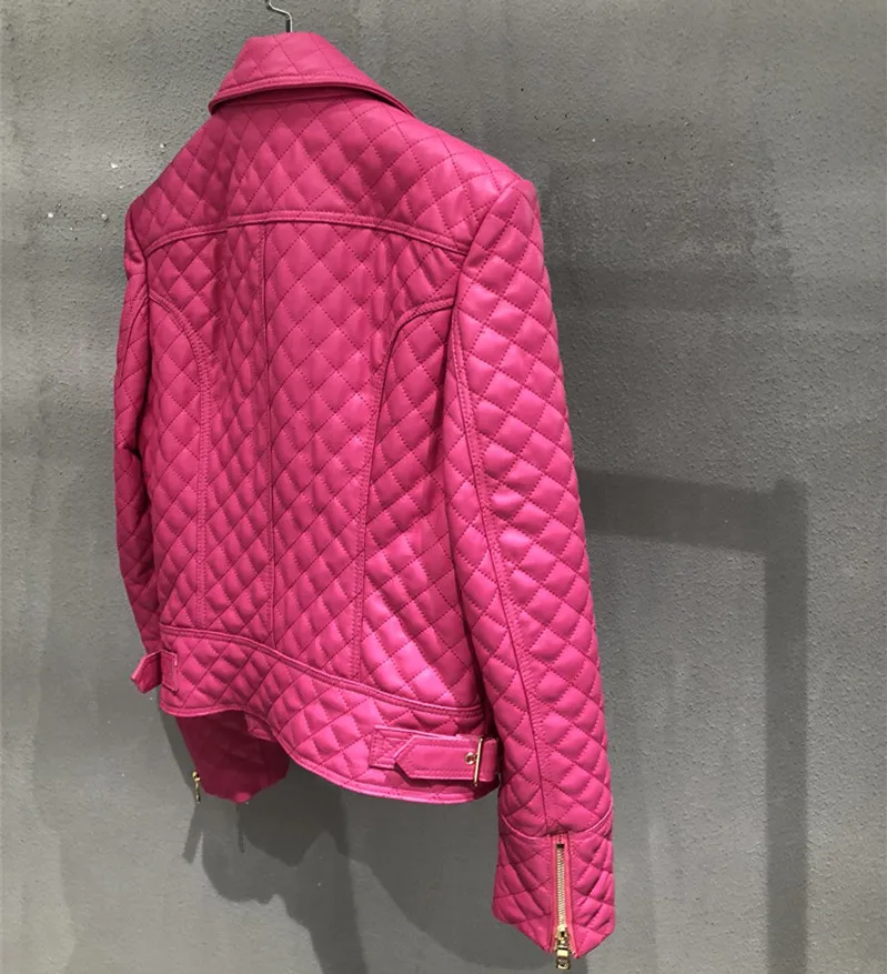 Women's Motorcycle Leather Jacket Spring Autumn New Slim Genuine Sheepskin Coat Casual Lady Fashion Outerwear