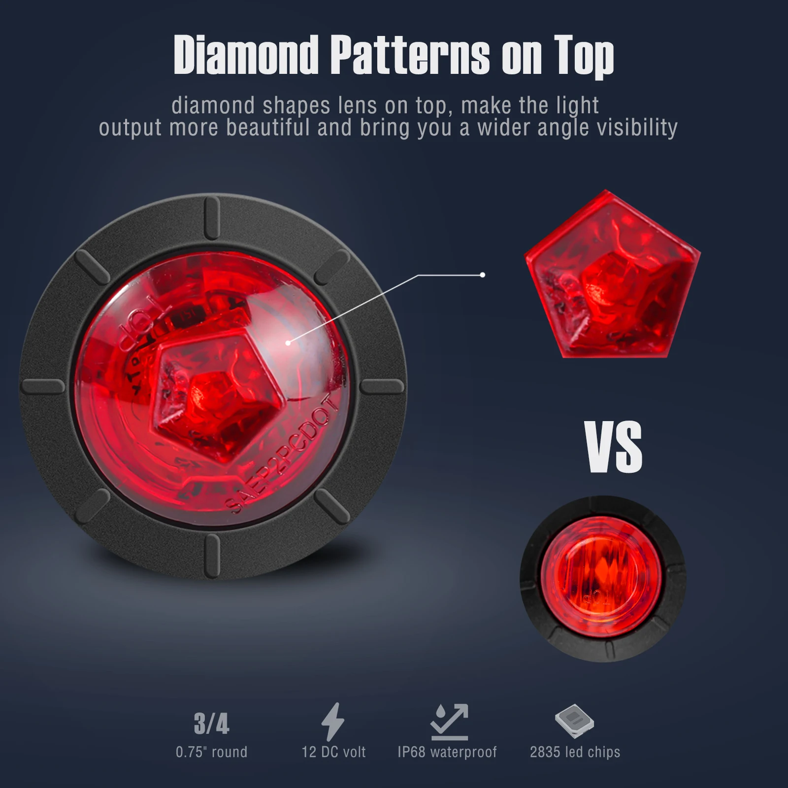 4x 3/4 &quot12 В светодиодный боковой габаритный фонарь с круглой кнопкой