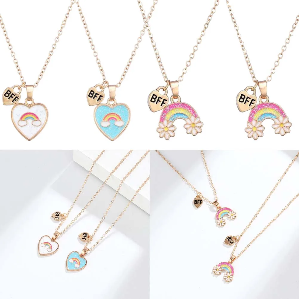 

2022 New Necklace Best Friends Sister Friendship Unicorn Heart Pendant Necklace Comic Fashion Jewelry Party Necklace Women Gift