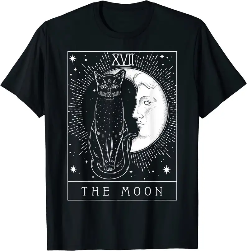 

Tarot Card Crescent Moon And Cat Graphic T-Shirt