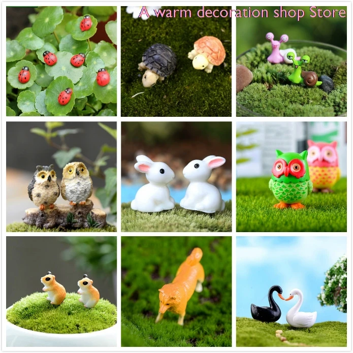 

1/2/10pcs Animals Miniatures Figurines Mini Craft Figurine Plant Pot Garden Ornament Miniature Fairy Garden Decor DIY Craft