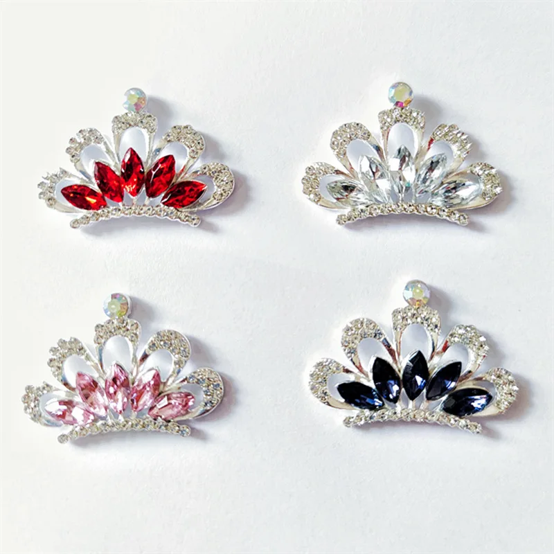 

5Pcs Rhinestone Acrylic Crown Diy Buttons Bling Alloy Tiara for Headbands Wedding Party Bride Headdress Hair Embellishment