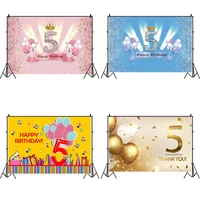 5th birthday backdrop boys girls 5 years old birthday party photography background photo studio props decoration banner