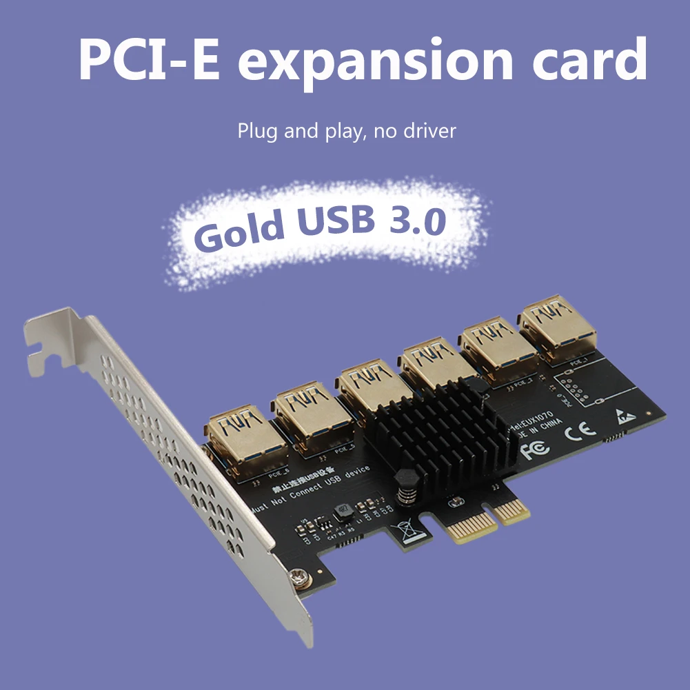 

Плата расширения PCIE 1-6 USB 3,0 ASM1187E BTC для майнинга с радиатором