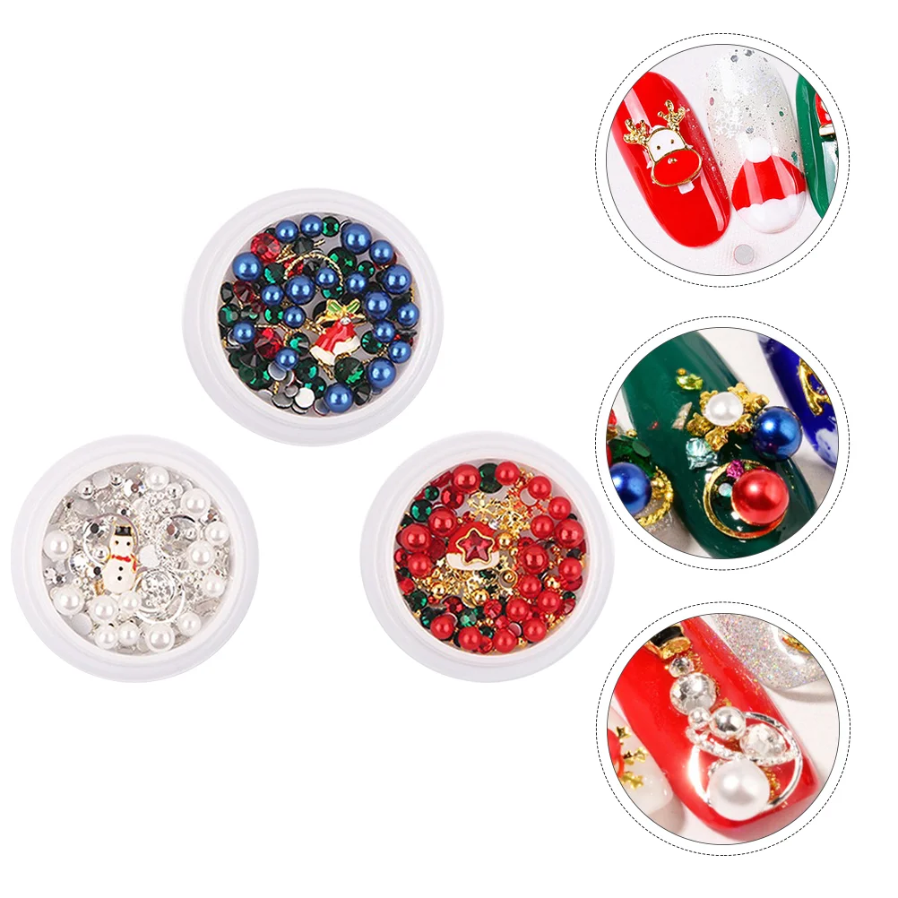 

3 Boxes Xmas Nail Sticker Alloy Nail Patch Pretty Nail Sticker Manicure Supply