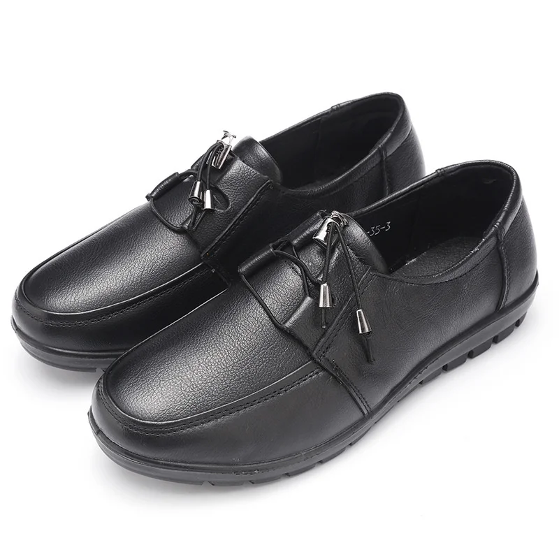 large size mother shoes leather cowhide soft bottom flat  middle-aged and elderly non-slip leather shoes elderly women's shoes