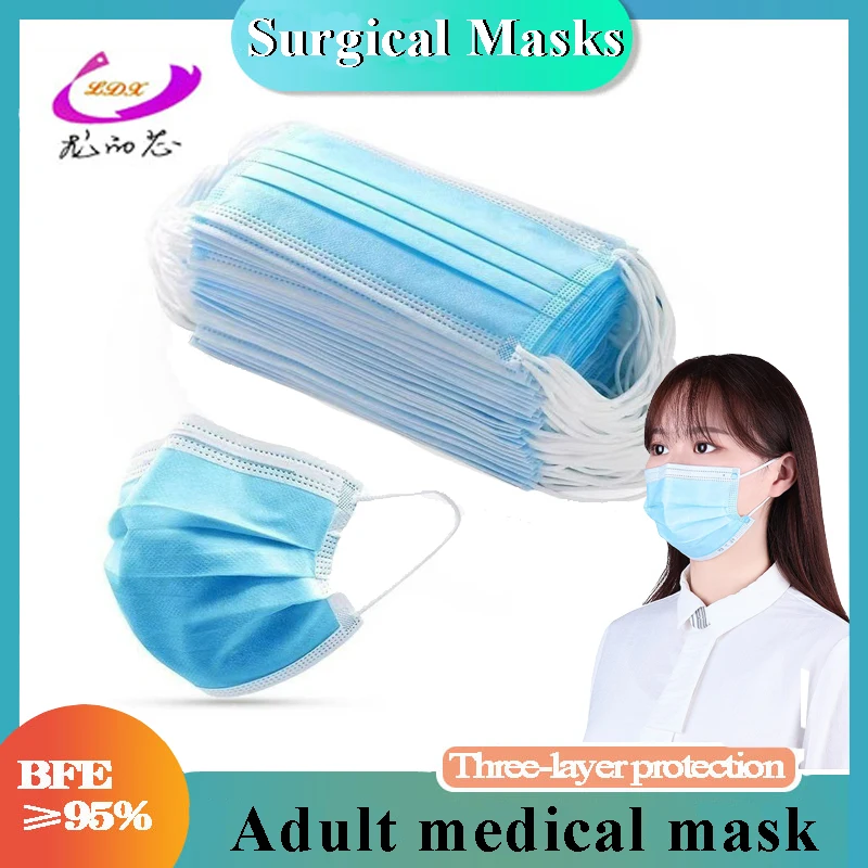 

Взрослые хирургические маски, медицинские маски, противовирусная Защитная одноразовая маска для рта, синие маски, 3-слойная тушь для ресниц,...